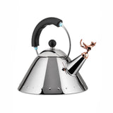 Alessi |9093REX B Tea Rex Hervidor de Design con Asa y Silbato en Forma de Dragón, Acero Inoxidable, Negro