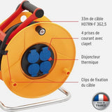 Brennenstuhl - Carrete de cable estándar Pro/Enrollador eléctrico con 4 tomas de corriente (válvulas, manija cablepilot, indicador de presencia de tensión, exterior, 33 m de cable) fabricado en