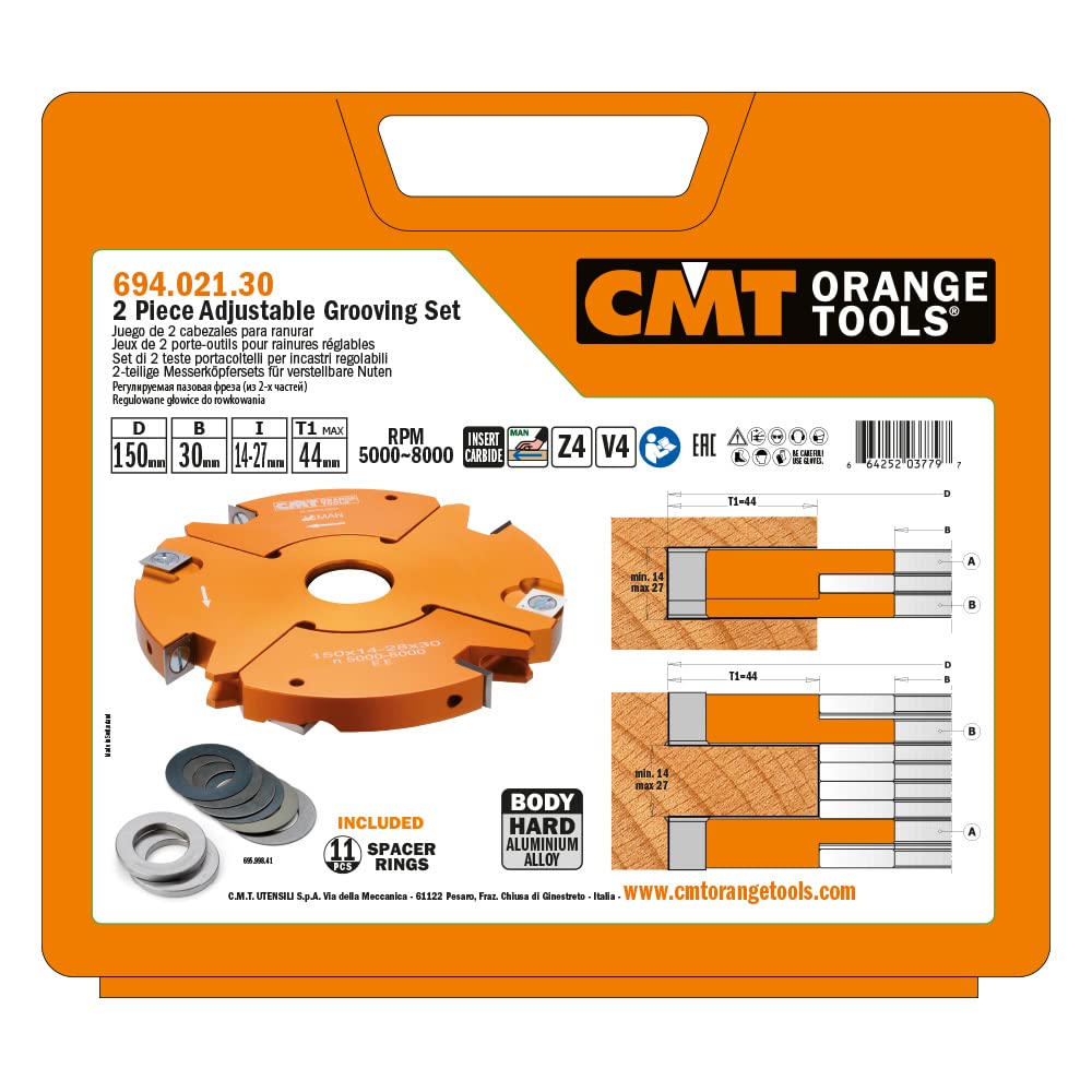 CMT 694.021.30 Juego de 2 cabezales para ranurar D150mm I14-27mm B30mm