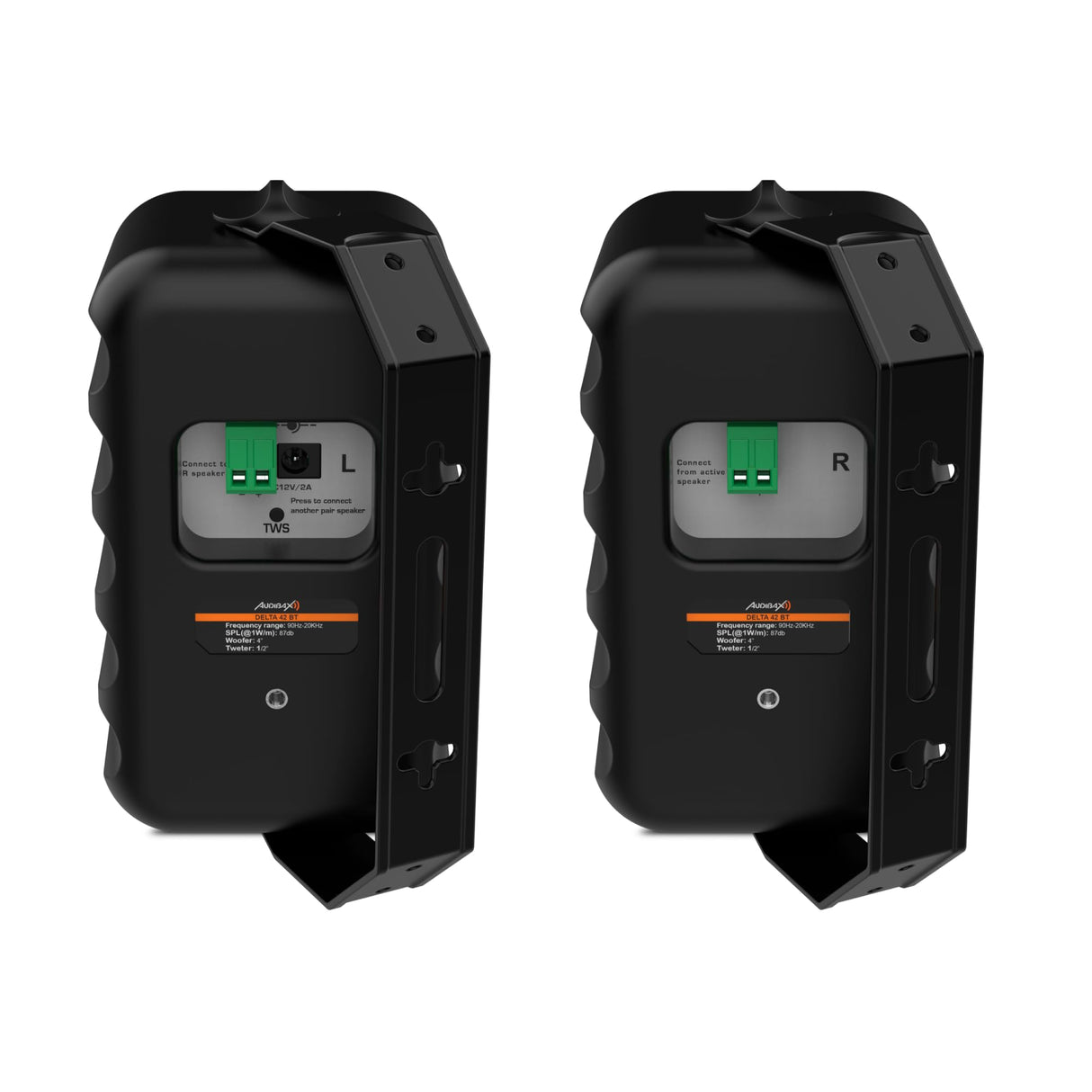 Audibax Delta 42 BT Black Pareja de Altavoces Bluetooth – Altavoces Activos de Alto Rendimiento para Pared – Compatible con Bluetooth - Alto Rango de Frecuencia (90Hz-20kHz) - Sonido Envolvente
