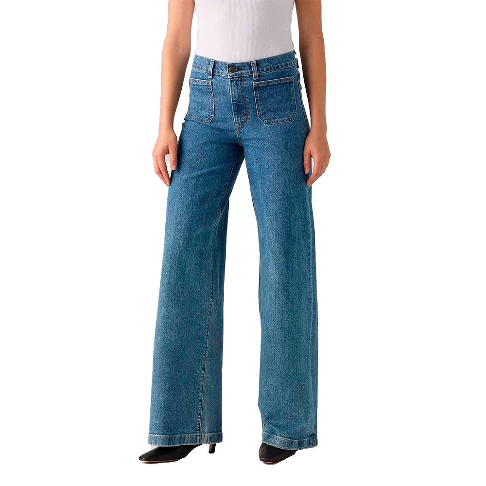 Levi's 728 Tailored HR Wide Leg Jeans, Mosey Mid Stone, 25W / 30L Mujeres