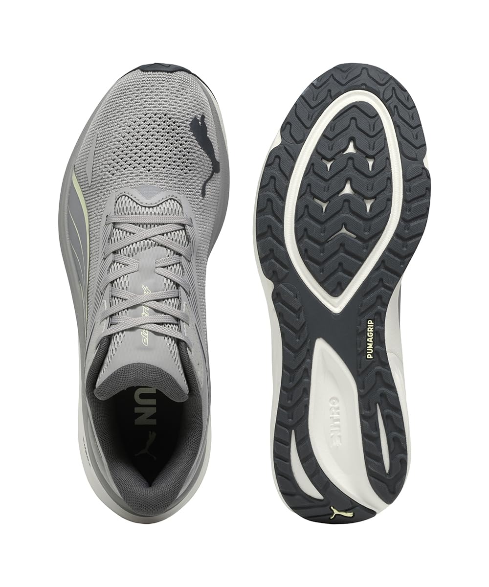 PUMA Electrify Nitro 4, Zapatillas para Correr de Carretera Hombre, Gris Echo Gold Moon, 44 EU