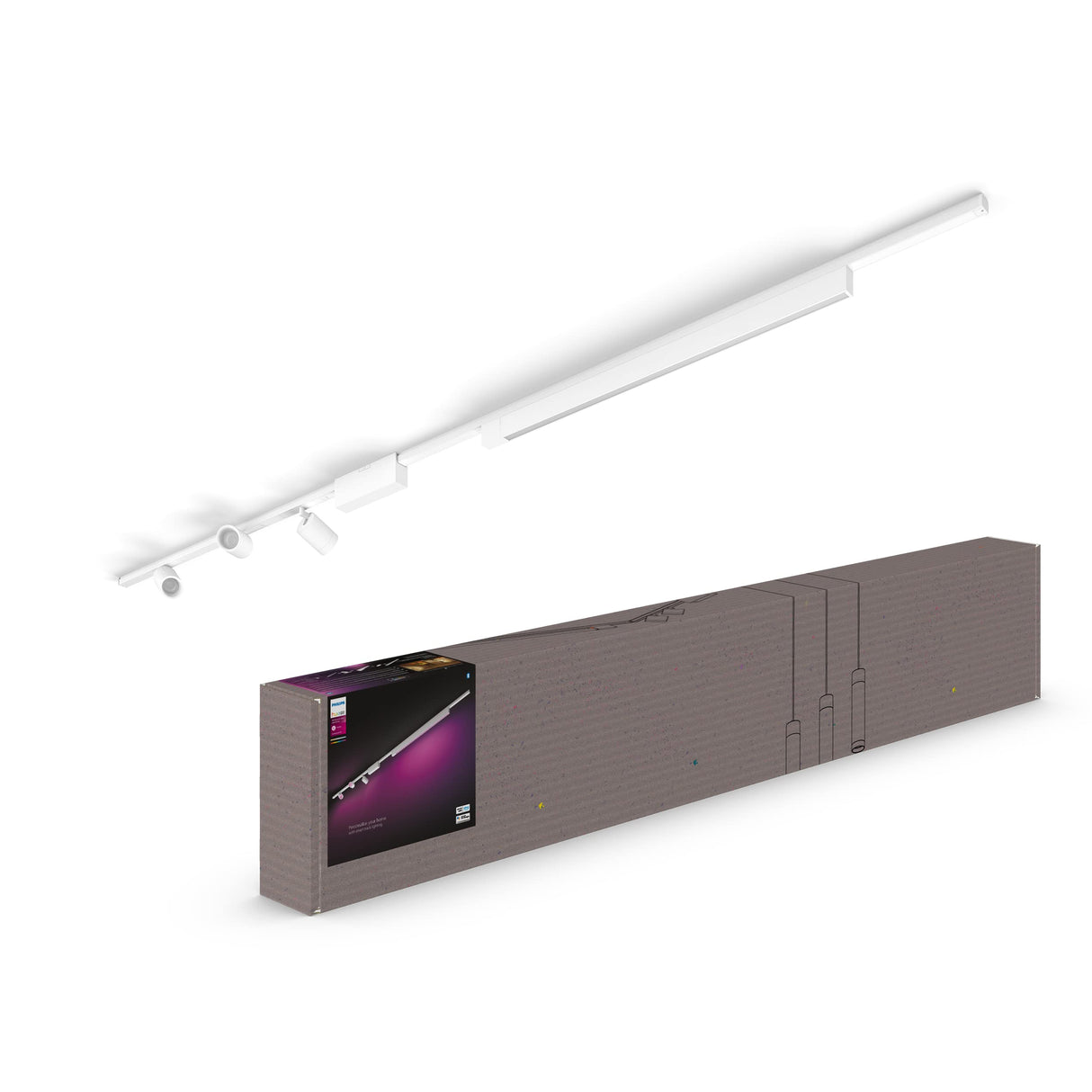 Philips Hue - Perifo Iluminación en carril White and Color Ambiance, Set carril 271.5 cm y 3 focos (blanco), Anclajes incluidos