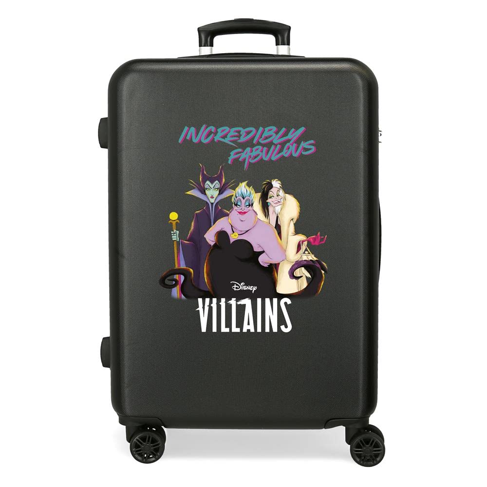 Disney Villains Incredibly Fabulous Maleta Mediana Negro 46x65x23 cms Rígida ABS Cierre de combinación Lateral 56L 3 kgs 4 Ruedas Dobles