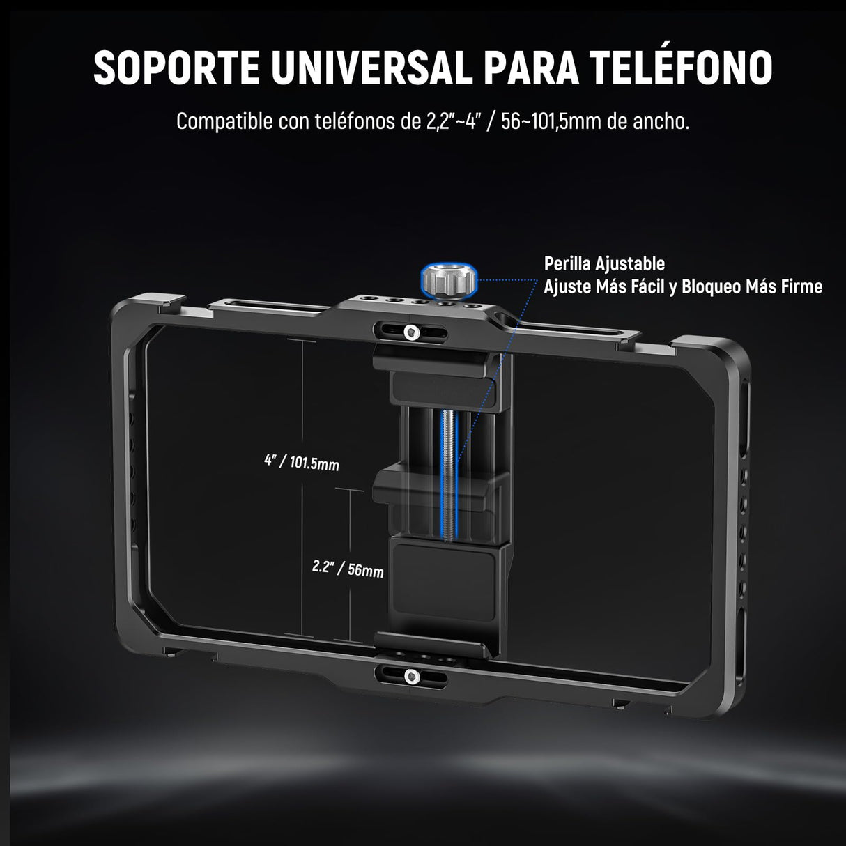 NEEWER Jaula Universal para teléfono móvil, estabilizador de vídeo, iluminación con Disparador Bluetooth, Mango Lateral, luz LED, micrófono USB C, Compatible con iPhone 16 Pro MAX 15 Pro MAX S24