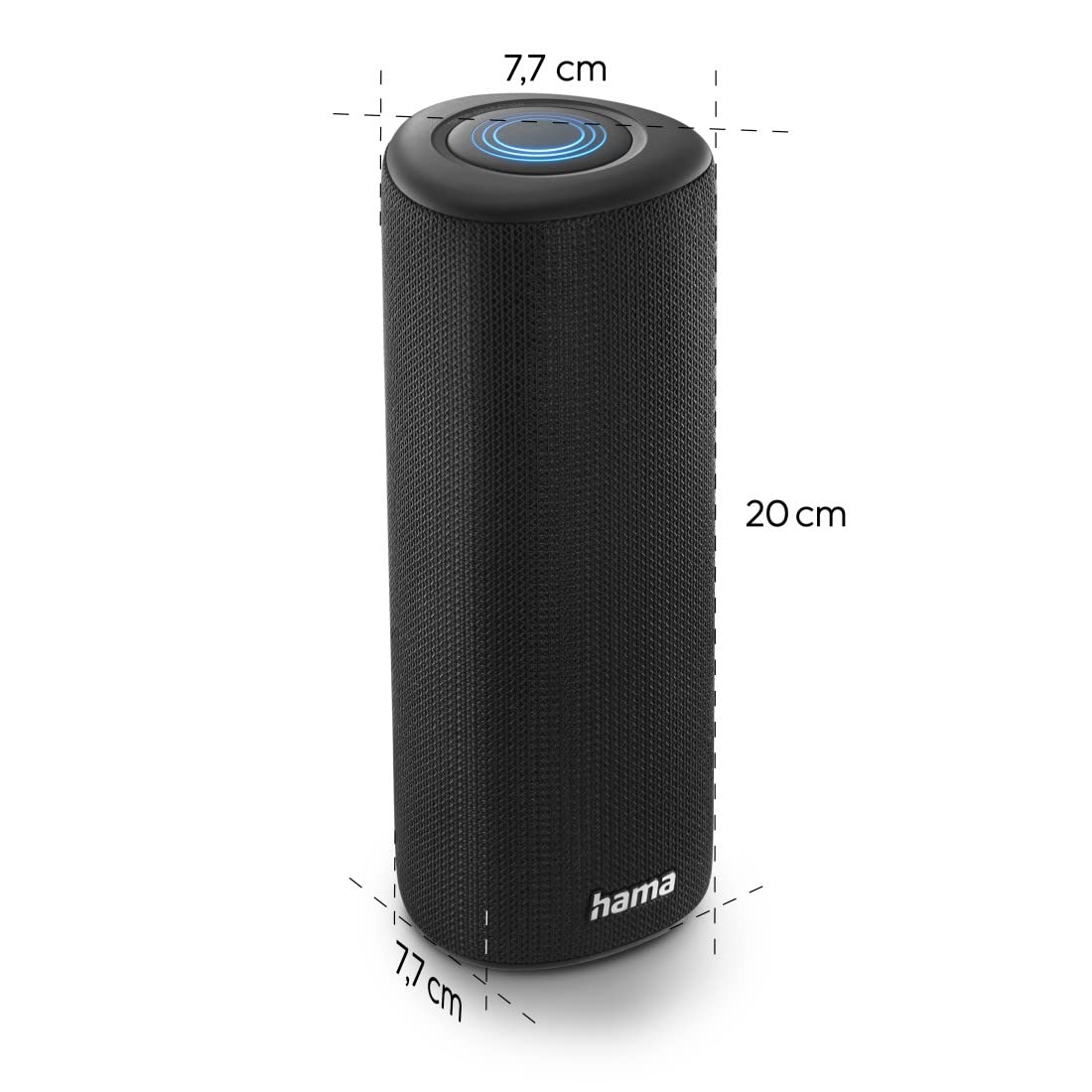 Hama | Altavoz Bluetooth Pipe 3.0 (Altavoz Inalámbrico, Portátil, con Luz LED, 24W, 14h de Autonomía) Color Negro