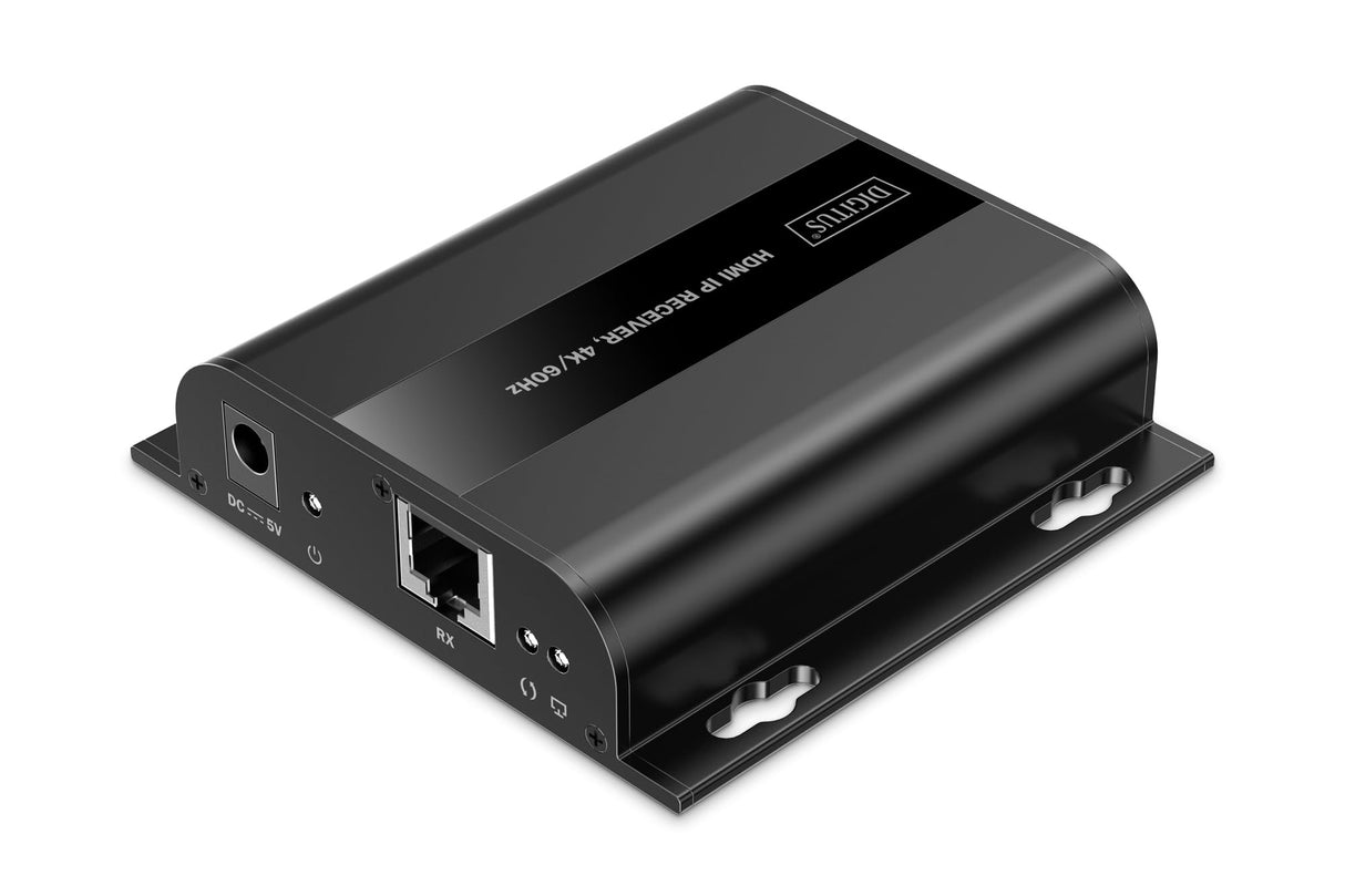DIGITUS Receptor extensor HDMI IP para DS-55351 – UHD 4k 60 Hz – HDMI 2.0 – hasta 200 m de alcance – unidad receptora – punto a multipunto – CAT 6 – negro
