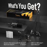MAONO Micrófono dinámico para Juegos: micrófono dinámico USB XLR para computadora con Software-RGB para PC, Kit de micrófono para Gamer-Podcast, para Estudio de grabación de Streaming