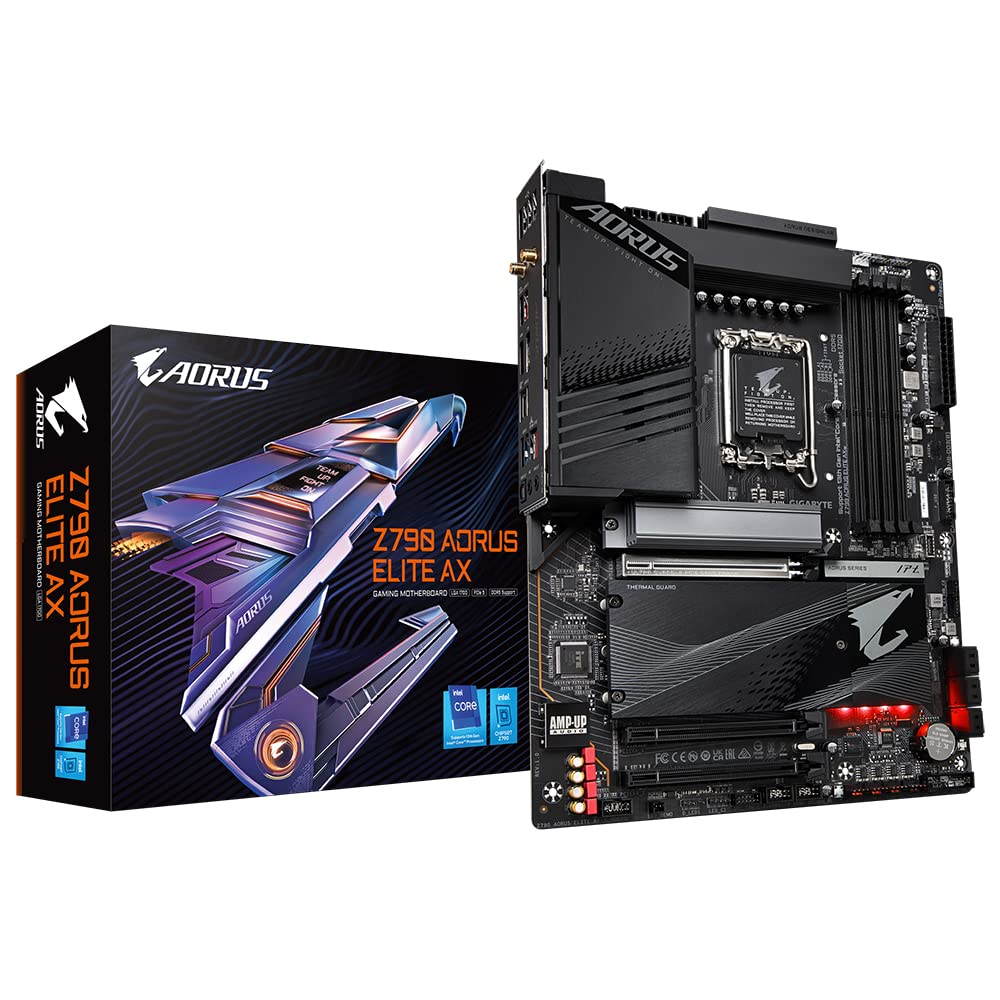 GIGABYTE Z790 AORUS Elite AX Placa Base - Soporta CPUs Intel Core de 14ª generación, 16*+2+1 Fases de VRM Digital, hasta 7600MHz DDR5 (OC), 4xPCIe 4.0 M.2, Wi-Fi 6E, LAN de 2.5GbE, USB 3.2 Gen 2x2