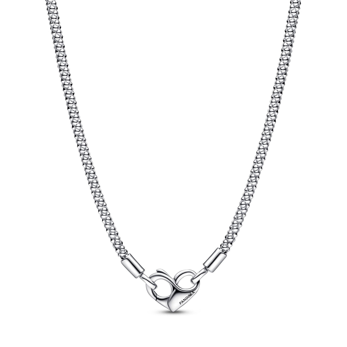 Pandora Moments Collar de plata de ley con tachuelas y cierre de corazón, 45