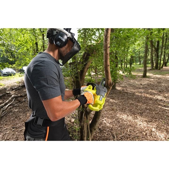 RYOBI - Motosierra Eléctrica Compacta 18V ONE+ 20 cm - Pequeña Herramienta de Poda de Arboles - Tensor de Cadena Lateral - Entregada con 1 Batería 2,5 Ah y 1 Cargador 1,5 A - RY18CS20A-125