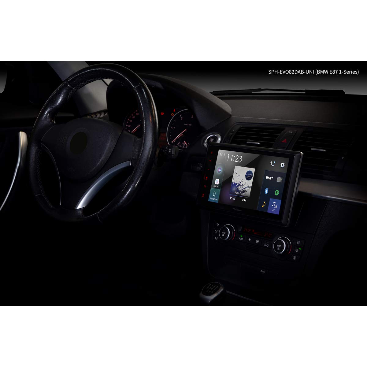 Pioneer SPHEVO82DABUNI Radio para Coche (1 DIN, Pantalla de 8 Pulgadas, Radio Dab+, Radio Digital, Android Coche, Apple CarPlay, Spotify, transmisión Bluetooth, WebLink, reproducción de Archivos