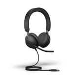 Jabra Evolve2 40 SE - Auriculares estéreo con Cable con cancelación de Ruido, con tecnología de Llamada de 3 micrófonos y Cable USB-A, Certificado MS Teams, Funciona con Todas Las demás Plataformas,