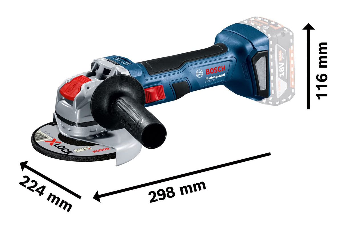 Bosch Professional 18V System GWX 18V-7 - Amoladora angular a batería (X-LOCK, Ø 125 mm, set 5 discos, en L-BOXX) - Amazon Exclusive