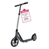 HUDORA Patinete BigWheel 230 Advanced – De Aluminio Resistente, hasta 120 kg – Patinete Urbano silencioso y Plegable con Soporte y Timbre – Kick Scooter para niños, Adolescentes y Adultos – Antracita