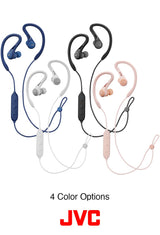 JVC HA-EC25W-B-U. Auriculares Deportivos con Ajuste Seguro y cómodo. hasta 6,5 Horas de batería. Resistente al Sudor. Cable antienredos. Bluetooth. Color Negro