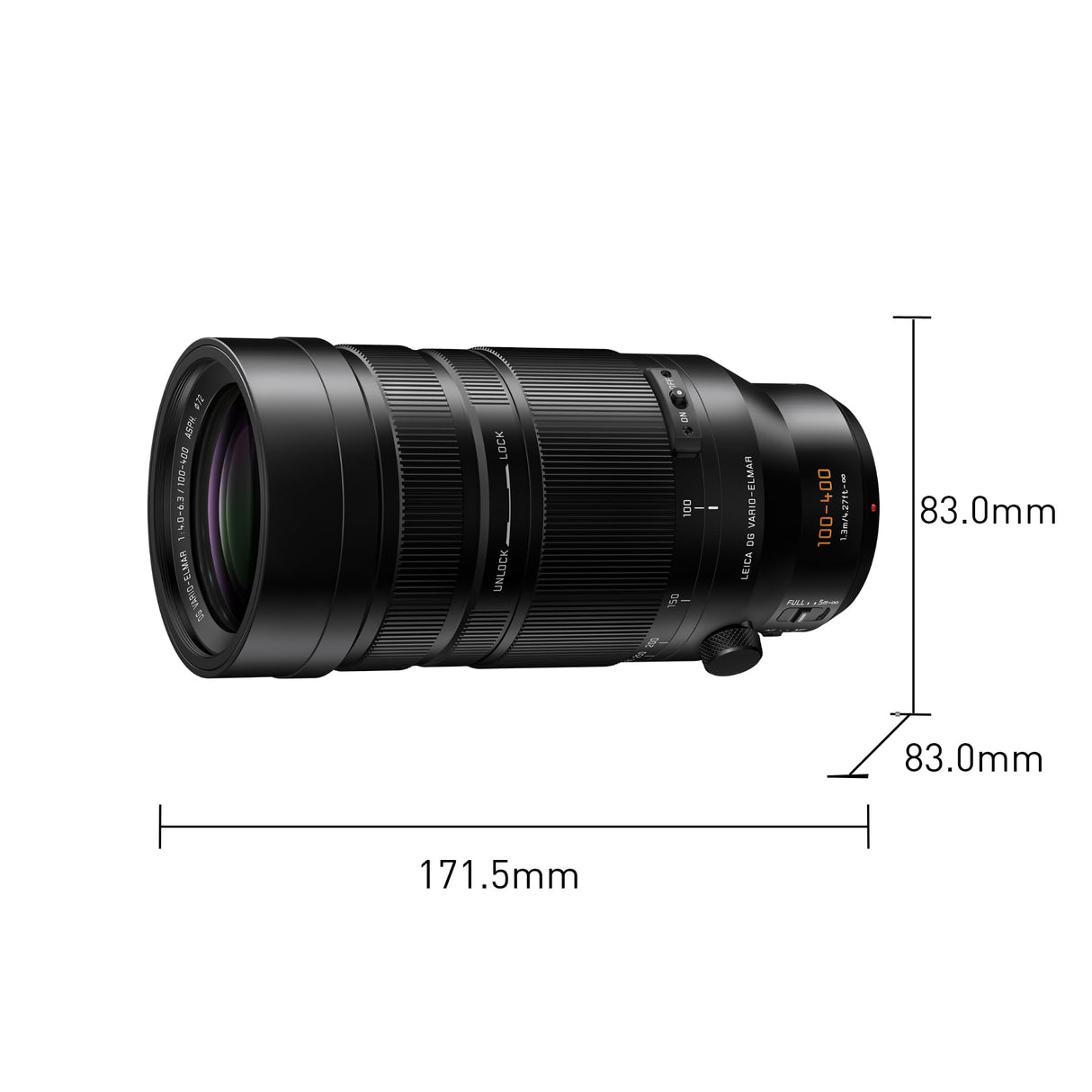 Panasonic Lumix H-RSA100400E Leica DG Vario-Elmar Lente Ultra Zoom F4.0-6.3 de 100-400 mm, Lente De cámara Micro Cuatro Tercios, Teleobjetivo, Power OIS