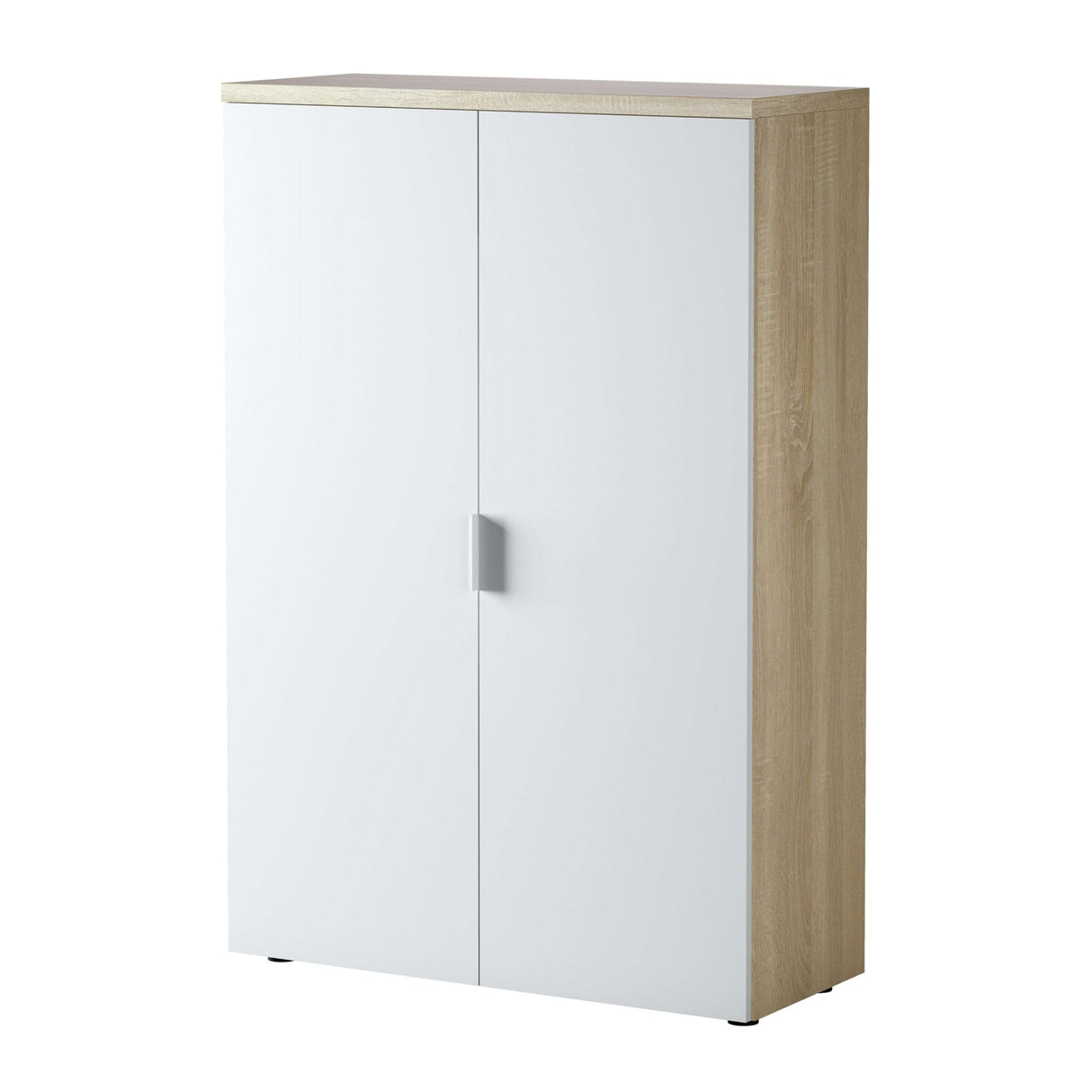 Habitdesign Mueble Auxiliar Despacho, Armario Estudio, 119x80x32,5 (AltoxAnchoxFondo - en cm), Color Blanco Artik y Roble Canadian, Modelo Office
