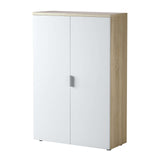 Habitdesign Mueble Auxiliar Despacho, Armario Estudio, 119x80x32,5 (AltoxAnchoxFondo - en cm), Color Blanco Artik y Roble Canadian, Modelo Office