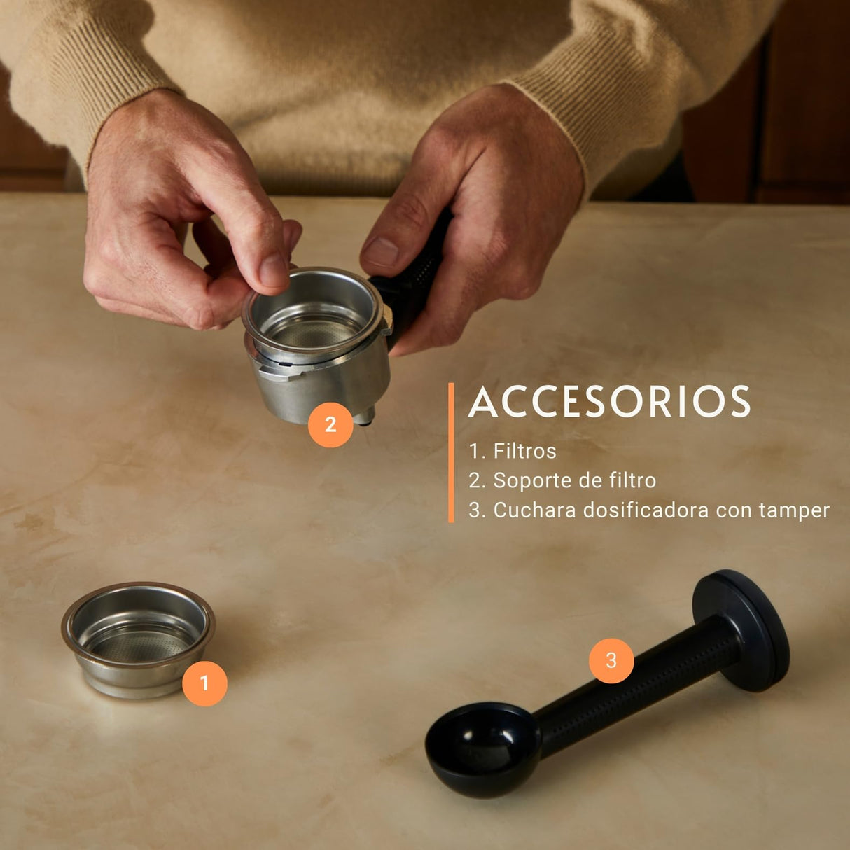 Krups Virtuoso Essential - Cafetera espresso 15 bar, acero inox negro, diseño compacto y elegante, parada automática, espresso y cappuccino, Thermoblock, boquilla de vapor, incluye cuchara, XP4418
