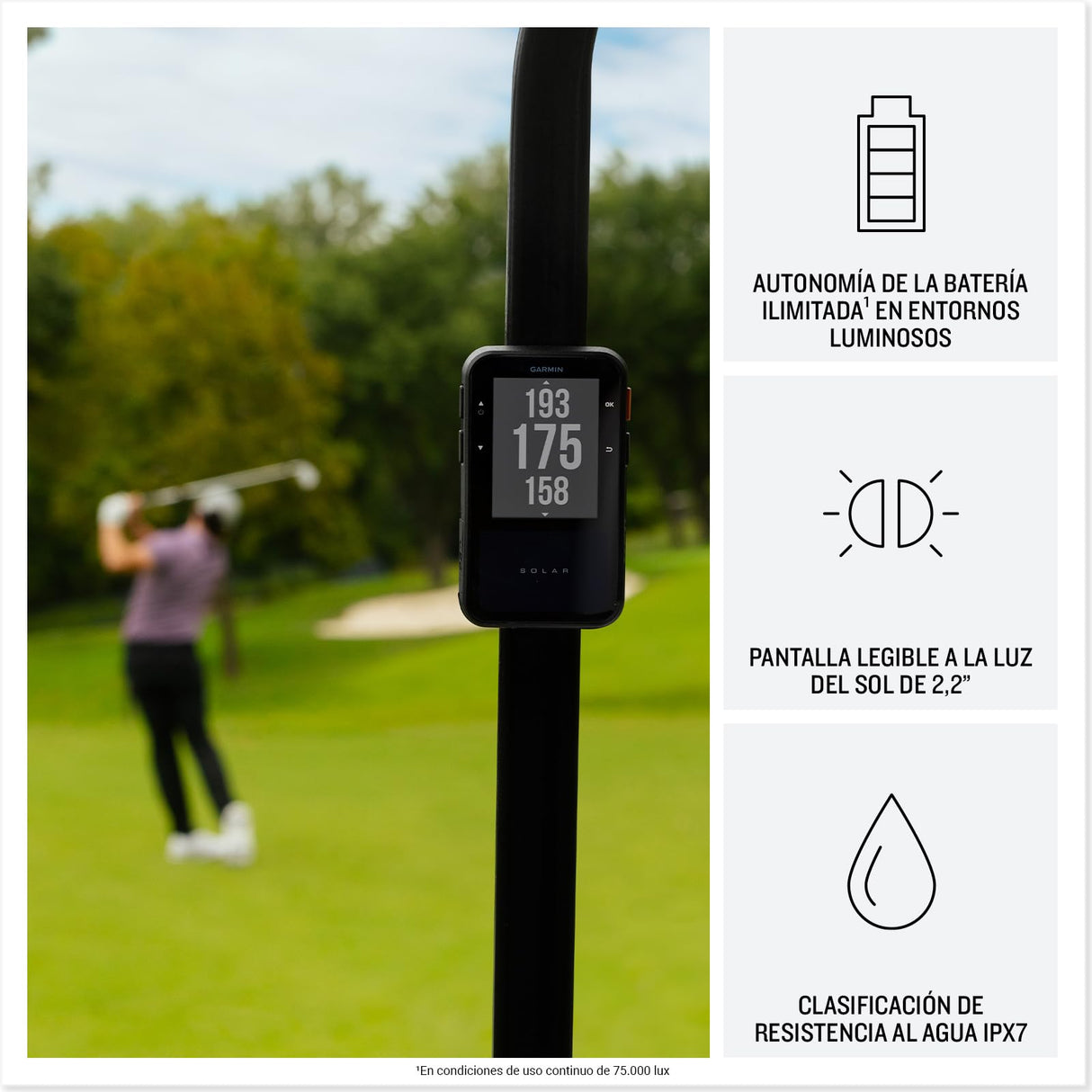 Garmin Approach G20, GPS de Golf de Mano, 43.000 Campos de Golf preinstalados, Pantalla de 2,2'', Distancia a peligros y Doglegs, Duración ilimitada de la batería en Condiciones soleadas