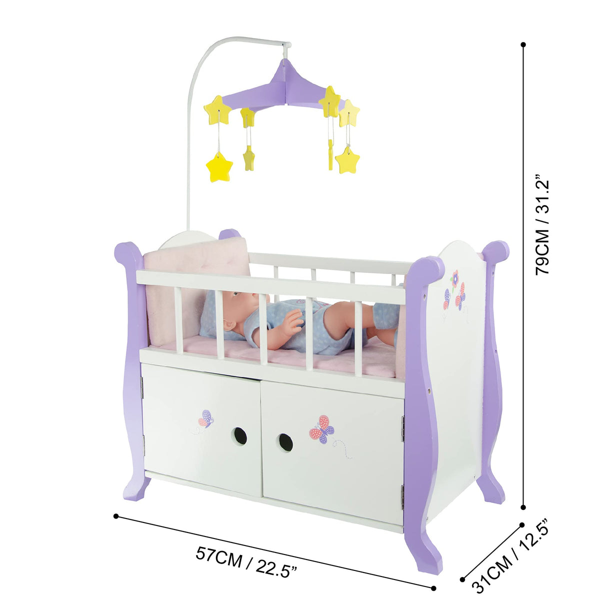 Cuna de muñecas con Almacenamiento Juguete para Niños Olivias World TD-0206A