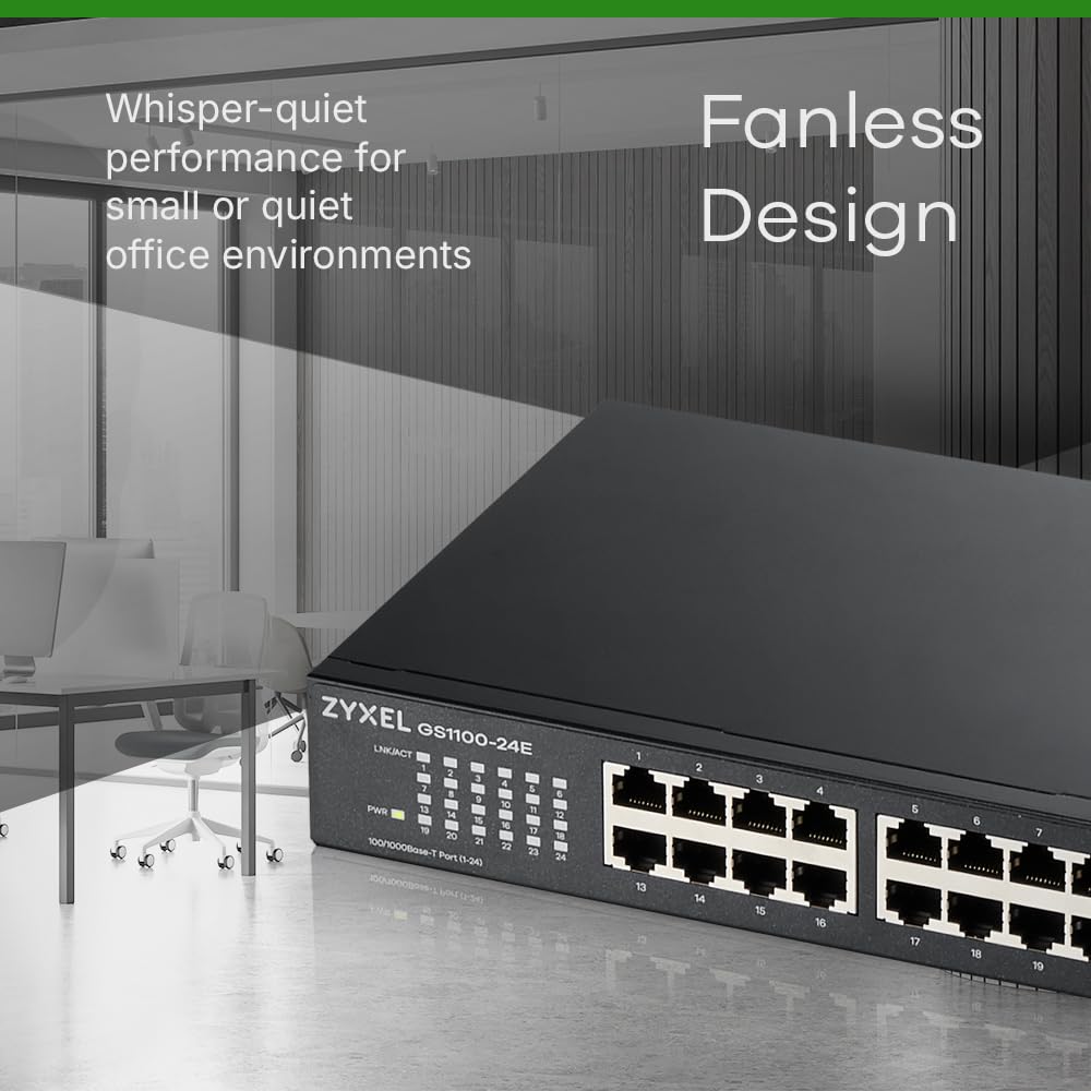 Zyxel Gigabit Switch de 16 puertos no configurable - Diseño sin ventilador [GS1100-24E]