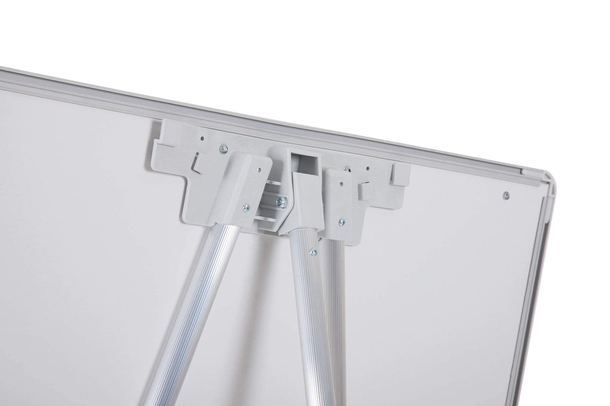 Bi-Office Pizarra Blanca con caballete de trípode basic, pizarra euro 70 x 100 cm, rotafolios con Marco Gris, con bandeja y clip ajustable para bloques