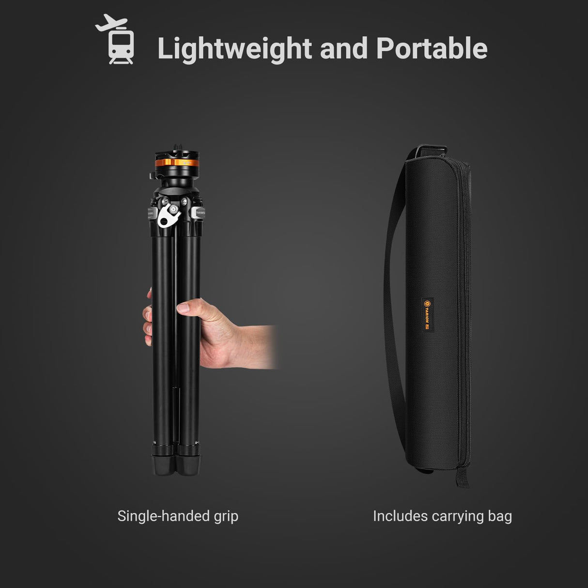 TARION Trípode de Viaje Compacto para cámara: trípode portátil y Ligero para mochileros, trípode único + Cabezal de Bola, Sistema de liberación rápida, trípode de fotografía de Aluminio de 152 cm de