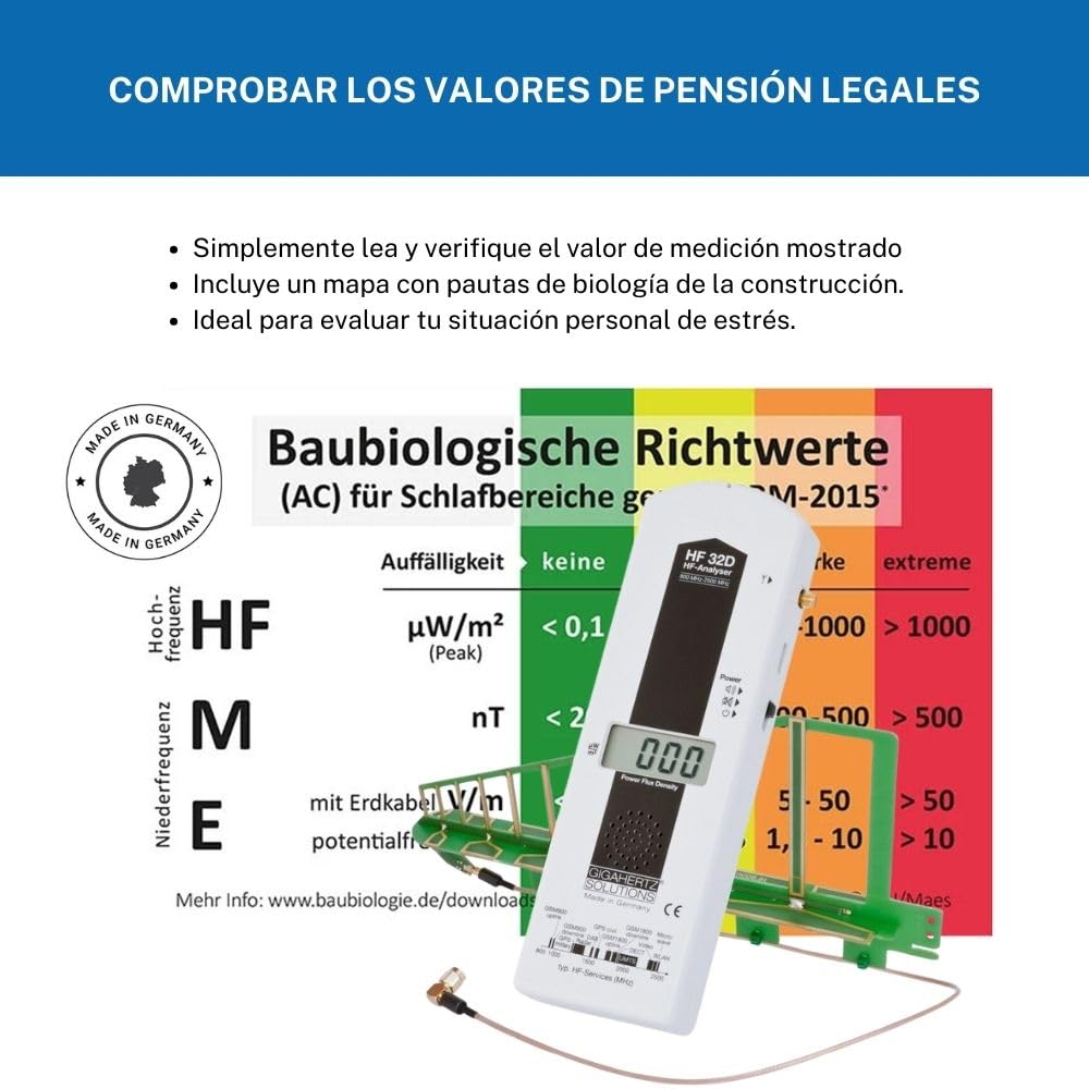 Gigahertz Solutions HF32D - Medidor de campo electromagnético (alta frecuencia, 800 MHz - 2.5 GHz, incluye telefonía móvil GSM)