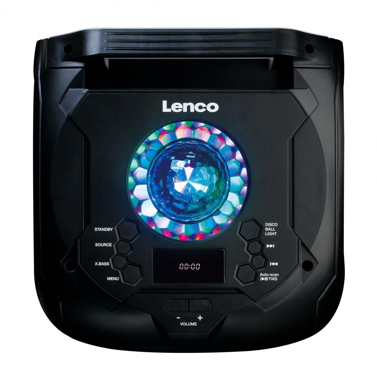 Lenco Altavoz para Karaoke PA-260, Sistema de Karaoke Bluetooth, 120 W RMS, Efectos de luz, batería integrada, 12 Horas de reproducción, 2 micrófonos, Color Negro