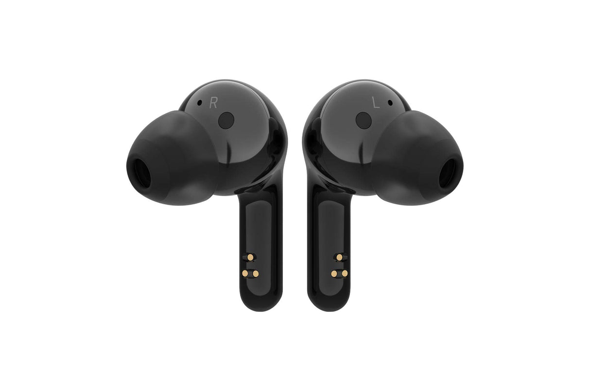 LG TONE Free FN5 Auriculares True Wireless con autolimpieza UVnano que elimina el 99,9% de las bacterias, tecnología Meridian Sound, doble micrófono para llamadas en la oficina y carga rápida en negro