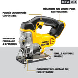 DEWALT DCS331N-XJ - Sierra de Calar XR 18V, Velocidad Variable 0-3000 cpm, Corte en Madera 135 mm, Metal 10 mm, Acción Pendular, Cambio Rápido de Hoja, Base Ajustable, Sin Batería ni Cargador