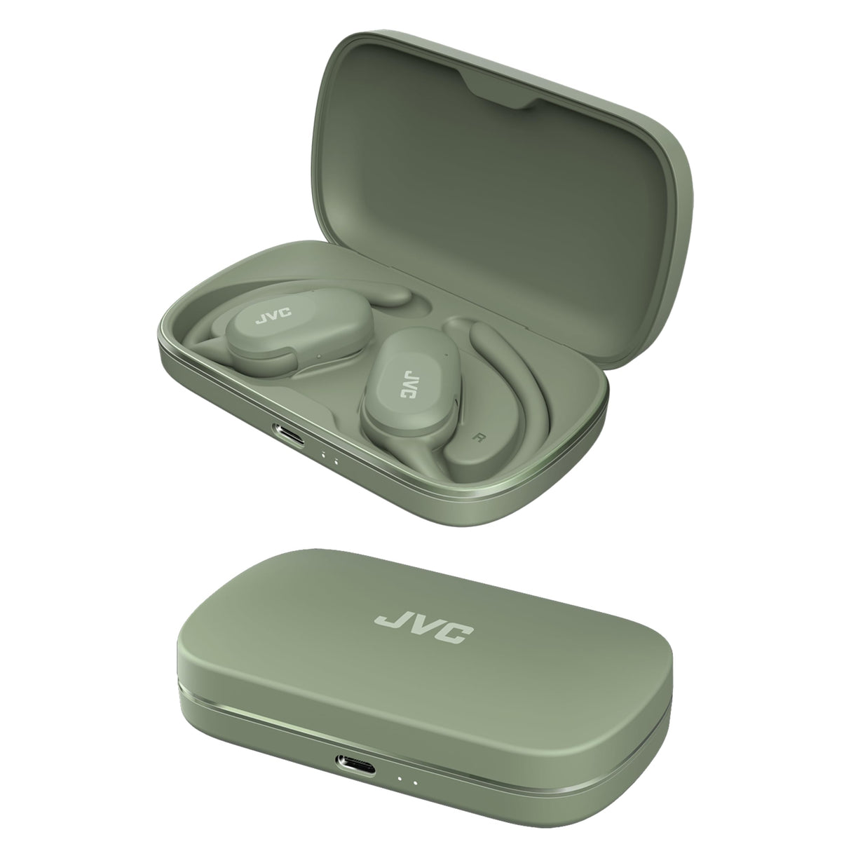 JVC Auriculares Inalámbricos Bluetooth | 26h de Batería y Carga Rápida | Oido Abierto | Ligeros y Resistentes a Salpicaduras | Ideales para el Deporte y Control Táctil - HA-NP40T (Verde)