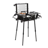 VEVOR Estuche de Maquillaje con Cerradura, Espejo, 4 Bandejas de Almacenamiento, Portaescobillas, Caja de Almacenamiento de Cosméticos con Ruedas Giratorias de 360° en Soporte para Estudio de Artista