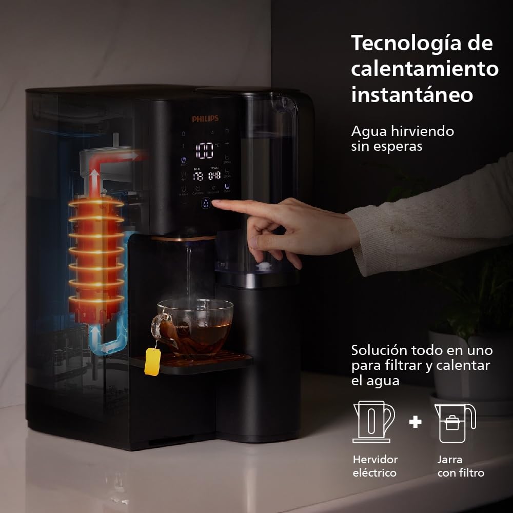 Philips Water ADD6920BK/10 Estación de ósmosis inversa para agua, Aquaporin Inside: Elimina hasta 110 sustancias, calentamiento instantáneo, 1 año de vida útil del filtro