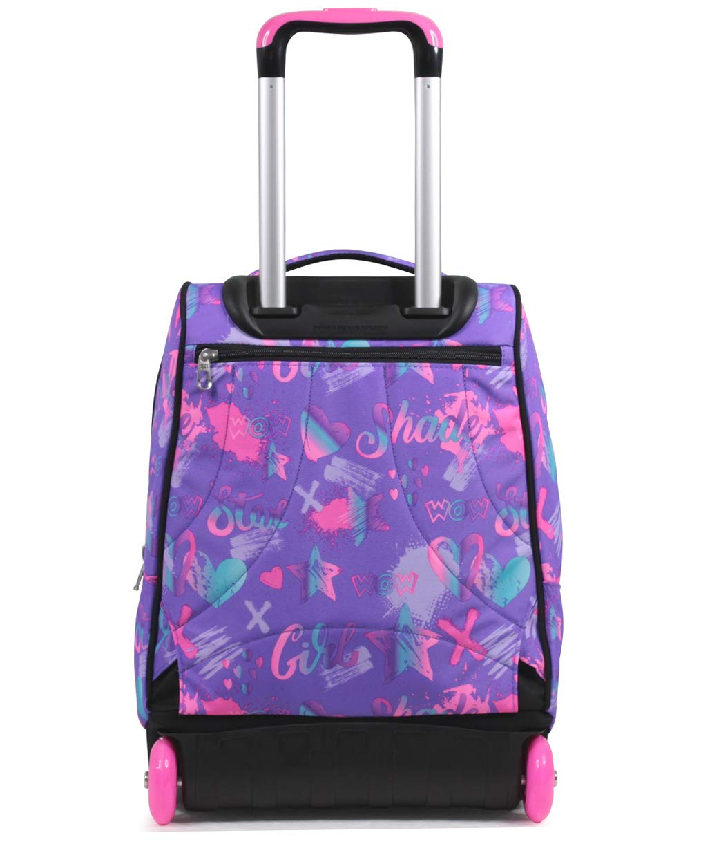 Seven Mochila con Ruedas, IRIDESCENT, Lila - Mochila 2 en 1, Mochila Escolar con Carro, Crossover System - Bolso Escolar Niños, para adolescentes - Bolsillo Interior con Organizador