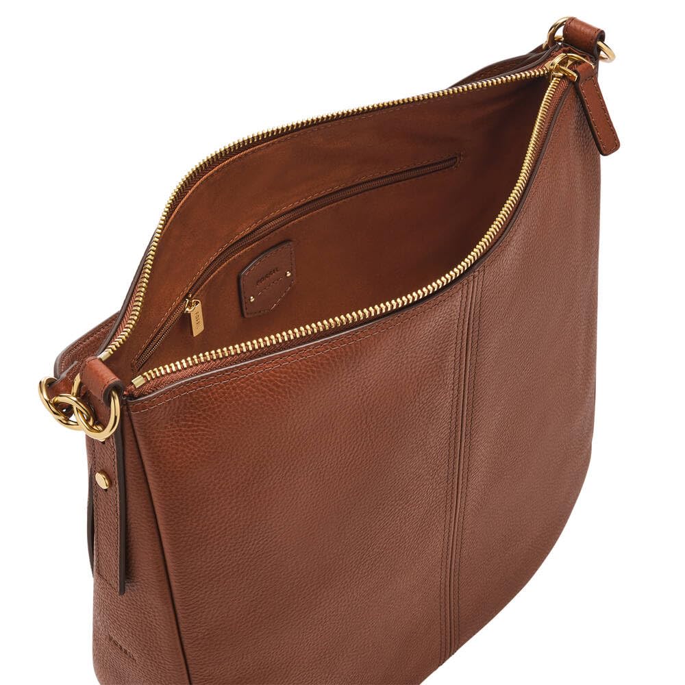 Fossil Bolso para mujer Jolie, Hobo de piel ecológica y ribetes de poliuretano marrón 30,48 cm largo x 12,7 cm ancho x 33,02 cm alto ZB1434200
