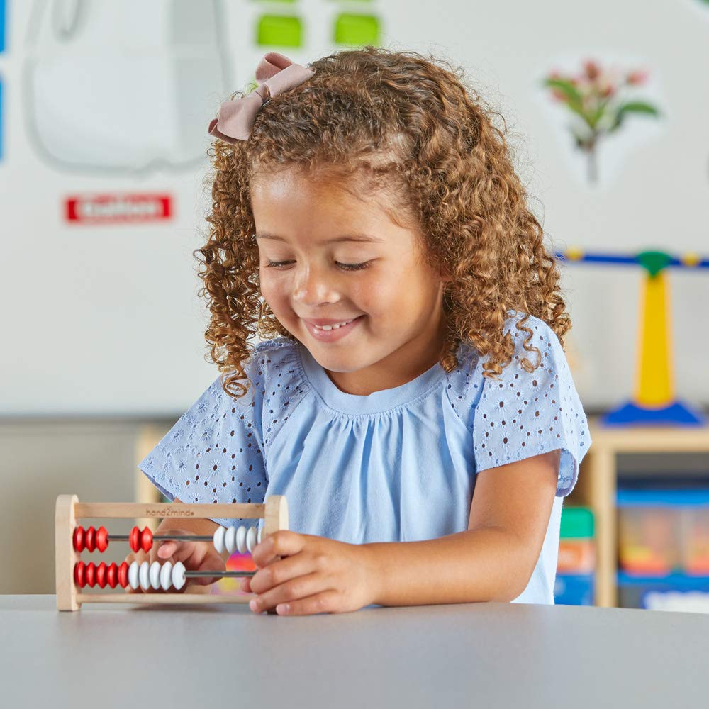 hand2mind-Learning Rekenrek-Juego de 20 Cuentas, Color Madera (Learning Resources 93429)
