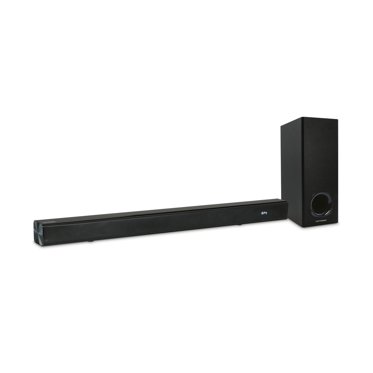 METRONIC 477592 - Barra de Sonido Bluetooth v5.3 con subwoofer con Cable, para PC o TV, 180W, Estereo 2.1, Tomas Audio TV, USB, AUX, óptica, Montaje Mural, Mando a Distancia