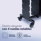 SECURIT - Estación de carga para 36 lámparas LED - Compatible con Lámparas LED Feline, Georgina y Angelina - Sobre ruedas - Café, Bar, Restaurante, Hotel - Color negro