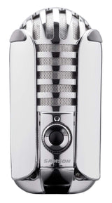 SAMSON Meteor Mic - Portable USB Studio Quality Condenser Microphone - High Performance, General Purpose/Podcast/Gaming/Music Recording Microphone, 16-bit, 44.1/48kHz Resolution, Silver Chrome