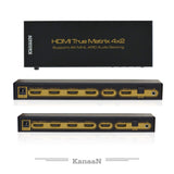 Leicke KanaaN KN40543, UHD Matrix 4x2 Splitter Switcher Full HD, UJD, 4K, 4K*2K, ARC, MHL,HDMI 1.4, Mando a distancia, Salida adicional para el audio, SPDIF y jack de 3,5mm, Stereo, Dolby 5.1 Surround HDMI 1.4
