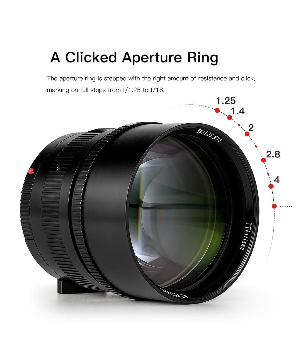 TTArtisan Lente de Cuerpo de Metal de 90 mm F/1.25 Compatible con Montura Fuji GFX - Negro