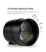 TTArtisan Lente de Cuerpo de Metal de 90 mm F/1.25 Compatible con Montura Fuji GFX - Negro