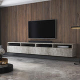 SELSEY REDNAW - Mueble de TV Moderno con 2 cajones, 200 cm, Color Gris