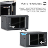 WAYTEX 37401 - Caja de Armario de Red de 19 Pulgadas, 6U – 600 x 450 x 368 mm – Montaje en Pared o Patas suministradas – Puerta de Cristal con Cerradura – Color Negro
