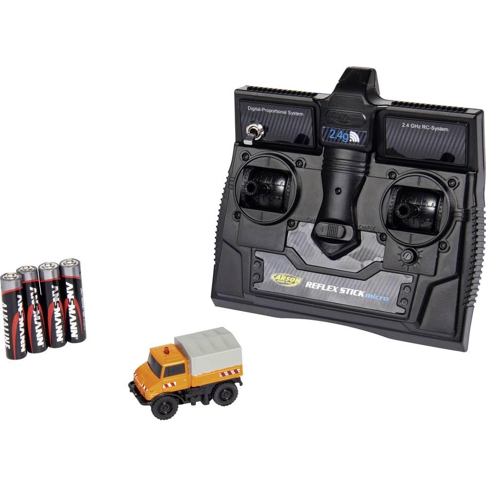 Carson 1:87 MB Unimog U400 Kommunal 100% RTR, vehículo teledirigido, Modelo Listo para funcionar, con iluminación LED y luz de Aviso conmutable, Radio de Giro Muy pequeño, dioramas