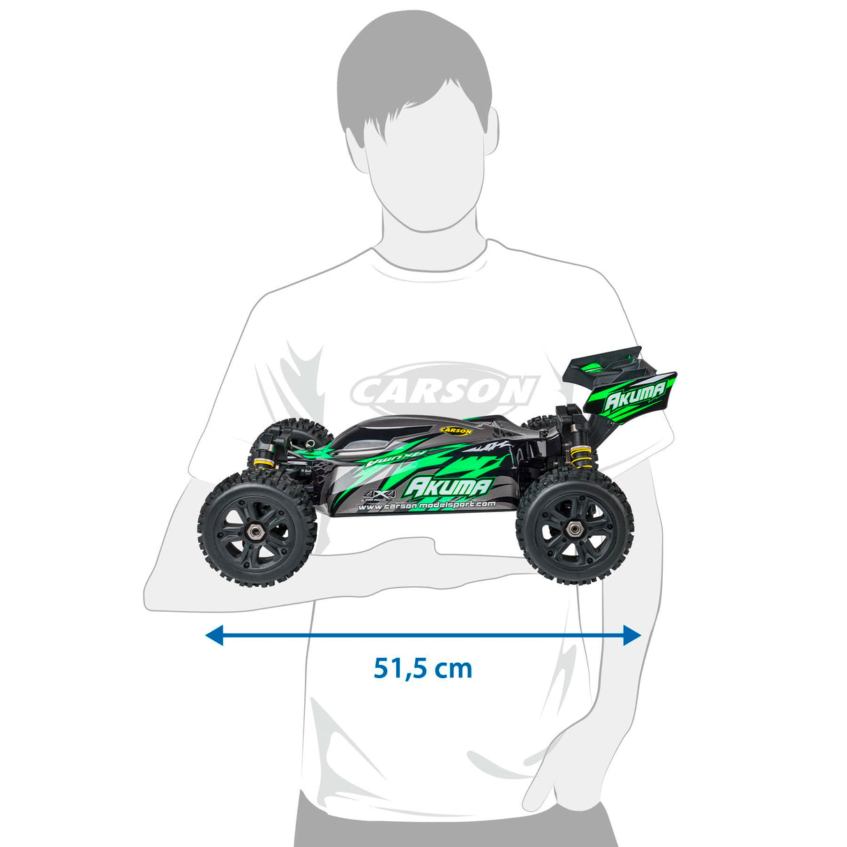 Carson 500409082 1:8 Akuma Buggy 4WD 100% RTR Verde - Coche teledirigido, Off-Road, vehículo RC, Coche RC 70 km/h, Buggy teledirigido