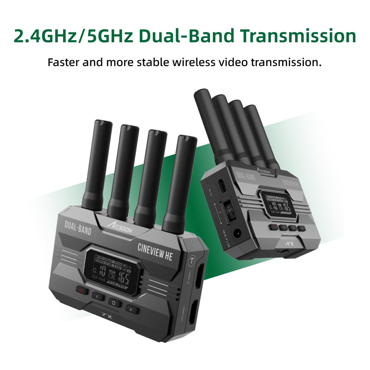 Accsoon - CineView HE - Transmisor - - HDMI - 1080p 23.98/24/25/29.97/30/50/59.94/60fps - Latencia <0.06s - Rango de transmisión 1200ft